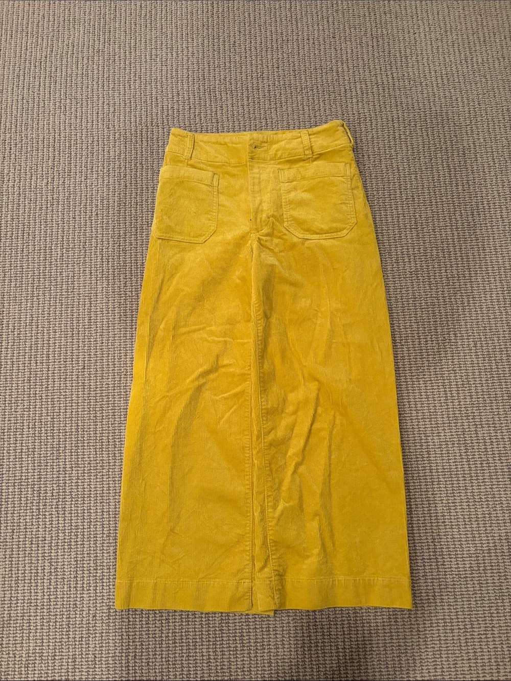 Anthropologie Yellow Corduroy wide leg cropped pants